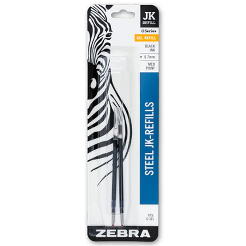Zebra G-301 JK Refill 88112, Black Gel Ink, 0.7mm Medium Point, Pack of 2