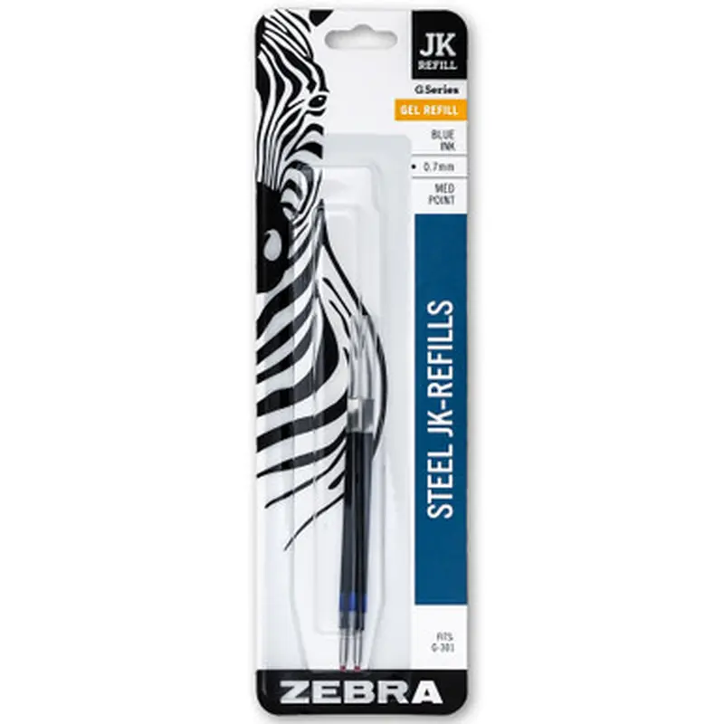 Zebra G-301 JK Refill 88122, Blue Gel Ink, 0.7mm Medium Point, Pack of 2