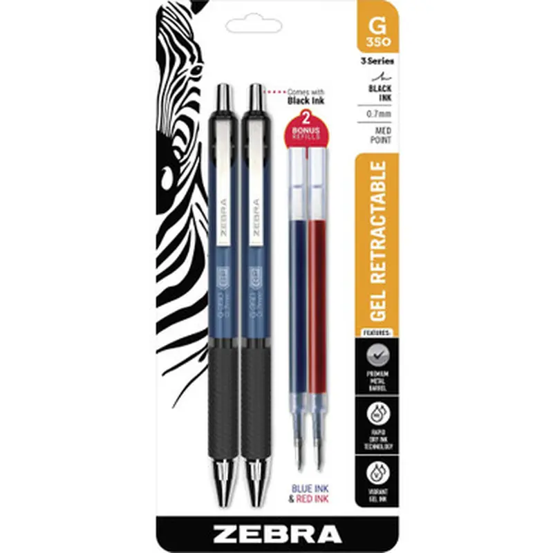 Zebra Pen 40212 G-350 Gel Retractable Pen with Bonus 2 Refills