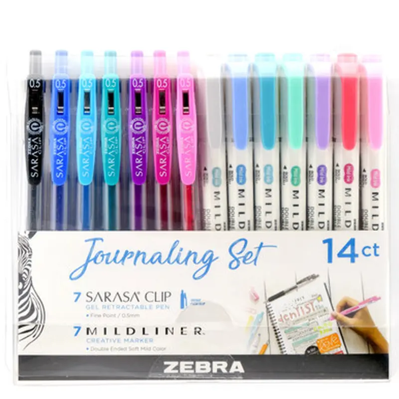 Zebra Pen 10014 Journaling Set Mildliner &amp Sarasa Clip Gel Pen and Marker Set