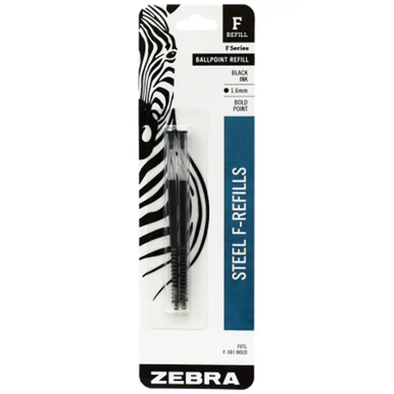 Zebra Pen Refills 82712 for F-301, F-402, F-701, 1.6mm Bold, Black Ink, Pack of 2