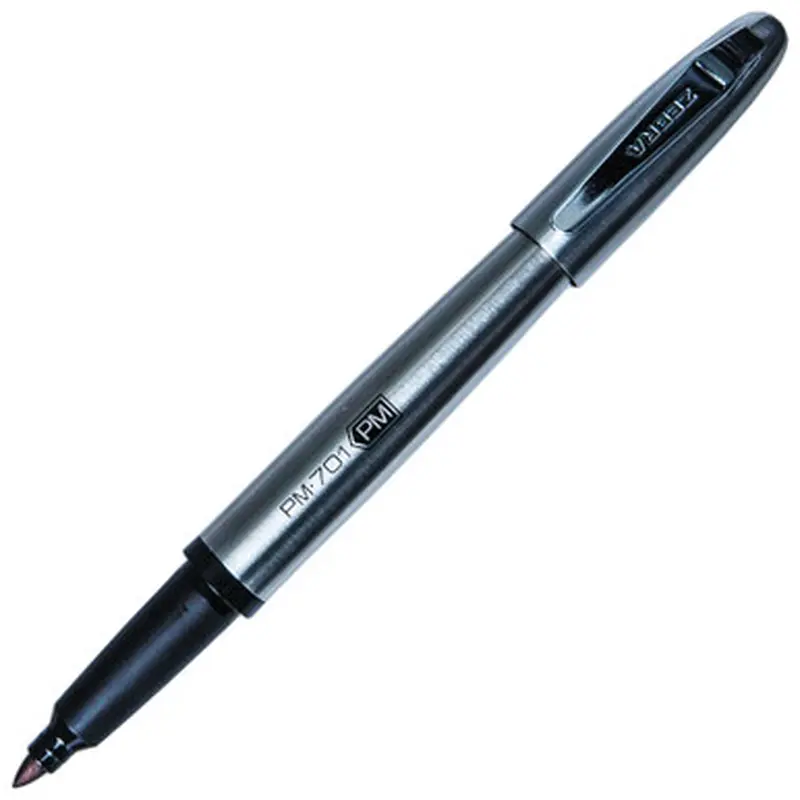 Zebra 65111 PM-701 Black Ink Stainless Steel Barrel Permanent Marker, Bullet Tip