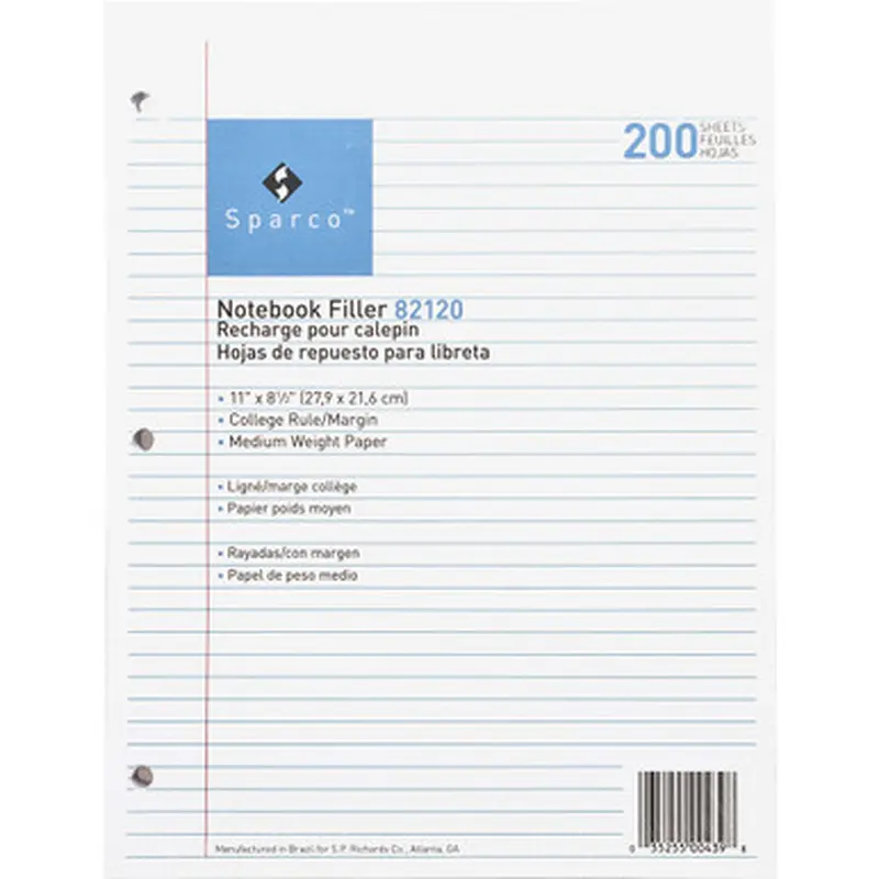 Sparco 82120 Notebook Filler Paper - Letter