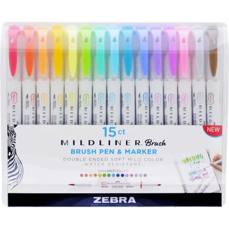 Zebra Pen 79115 Mildliner Brush Double-ended Creative Markers