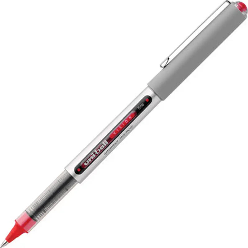 Uniball Vision 60139 Rollerball Pen, 0.7mm Fine Point, Red Uni Super Ink