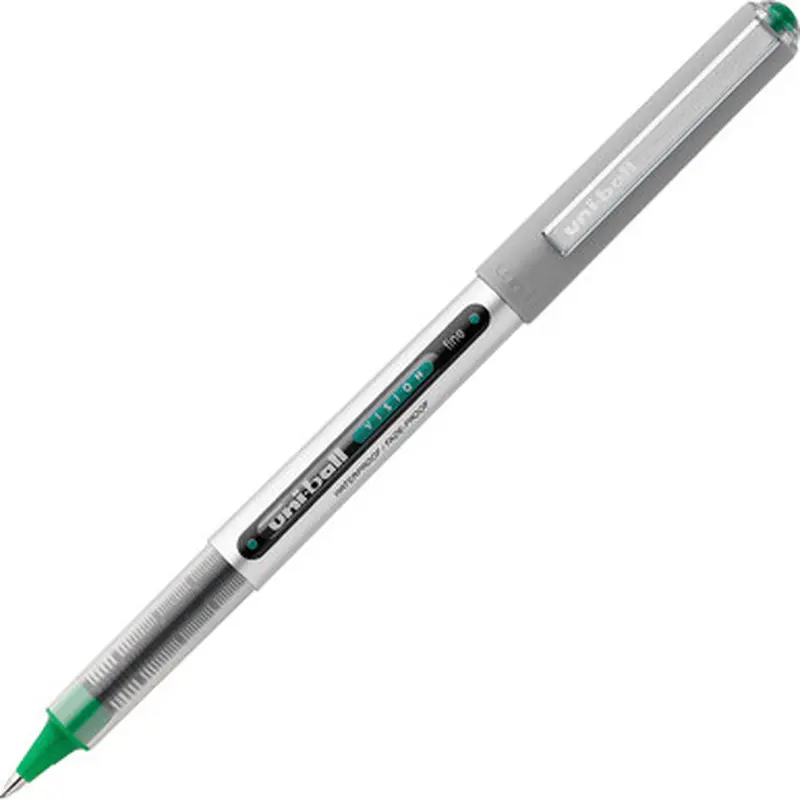 Uniball Vision 60386 Rollerball Pen, 0.7mm Fine Point, Green Uni Super Ink