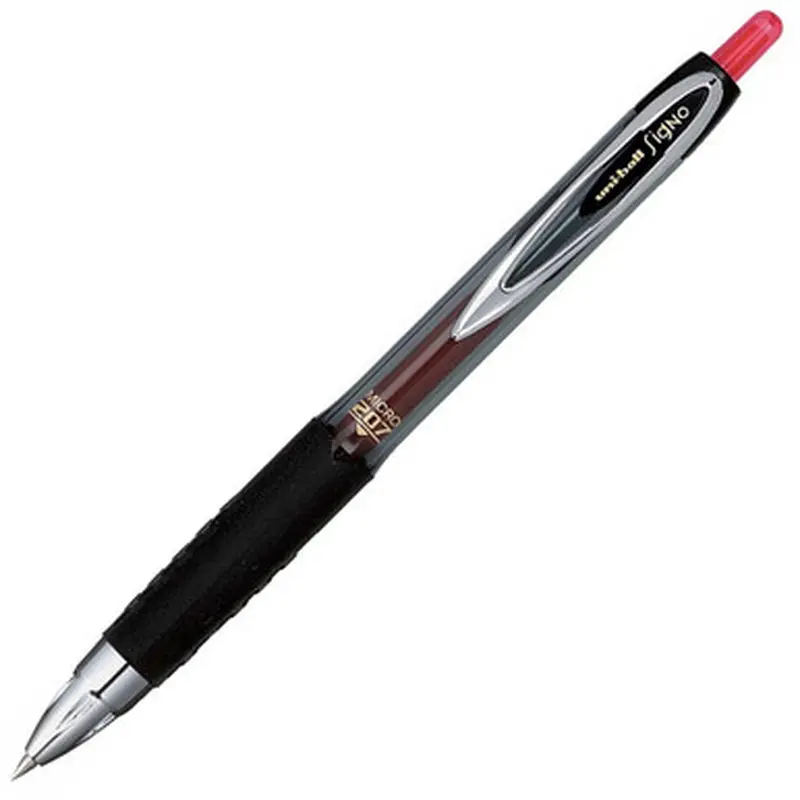 Uniball Signo 207 61257 Gel Pen, 0.5mm Micro Point, Red Uni Super Ink