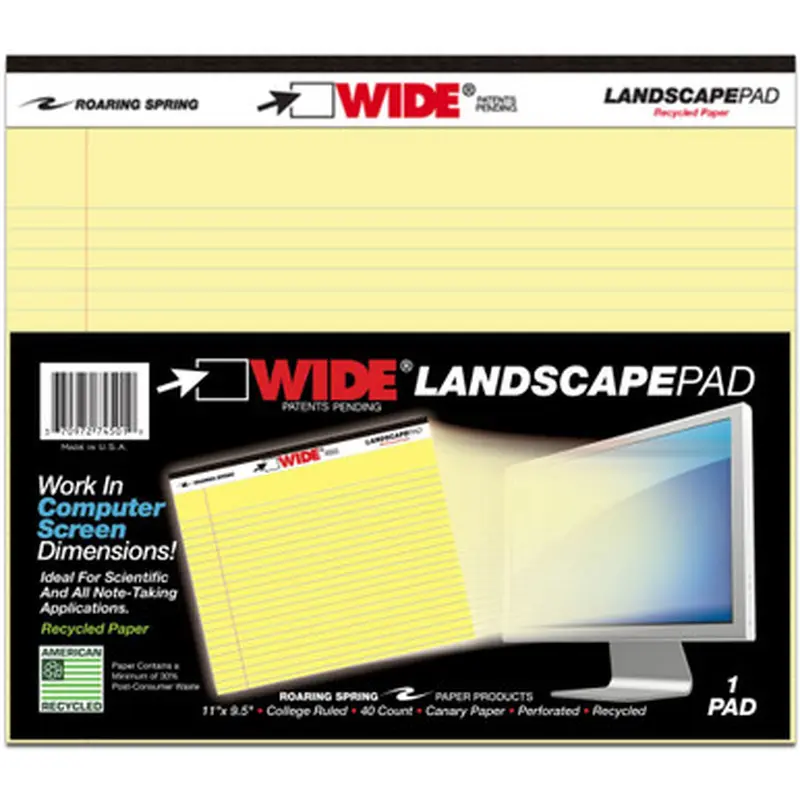 Roaring Spring 74501 Wide College Ruled Landscape Legal Pad