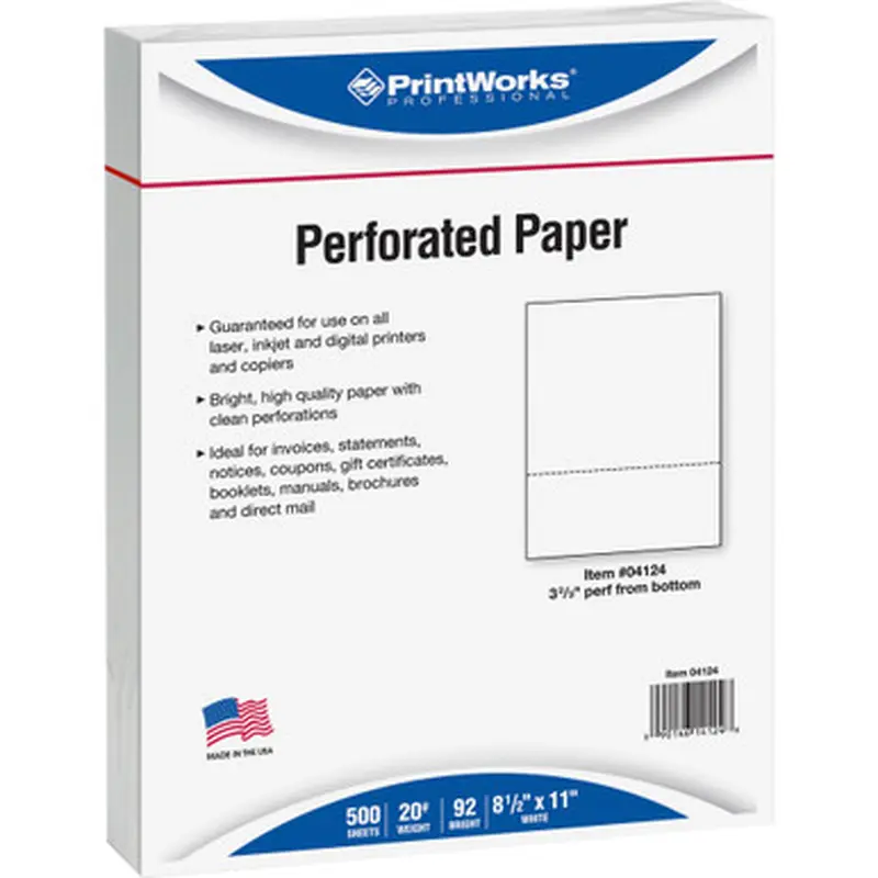 Printworks 04124 Pre-Perforated Paper for Invoices, Statements, Gift Certificates &amp More