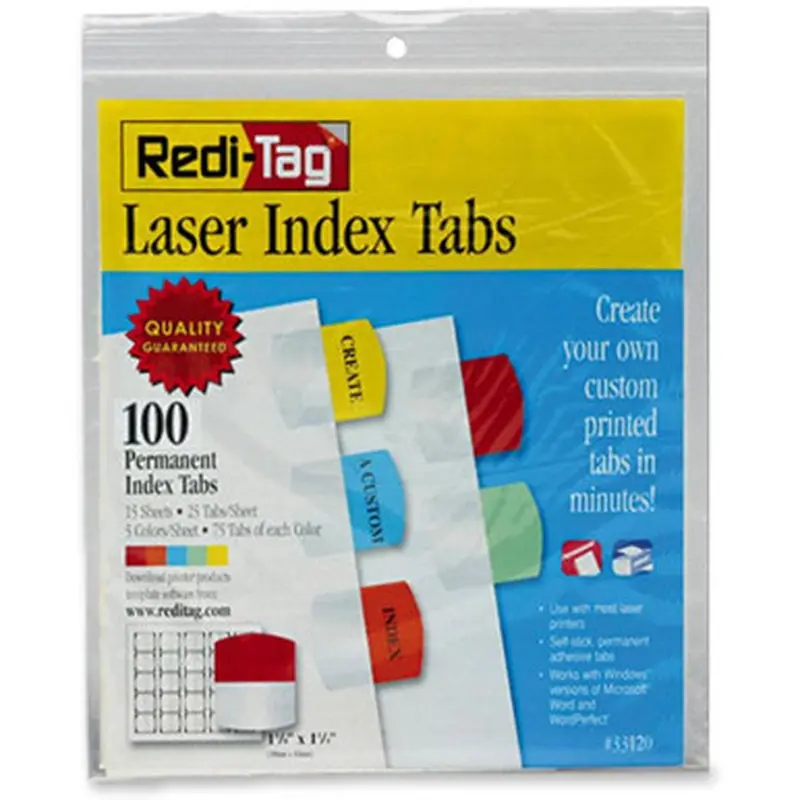 Redi-Tag 33120 Laser Printable Index Tabs