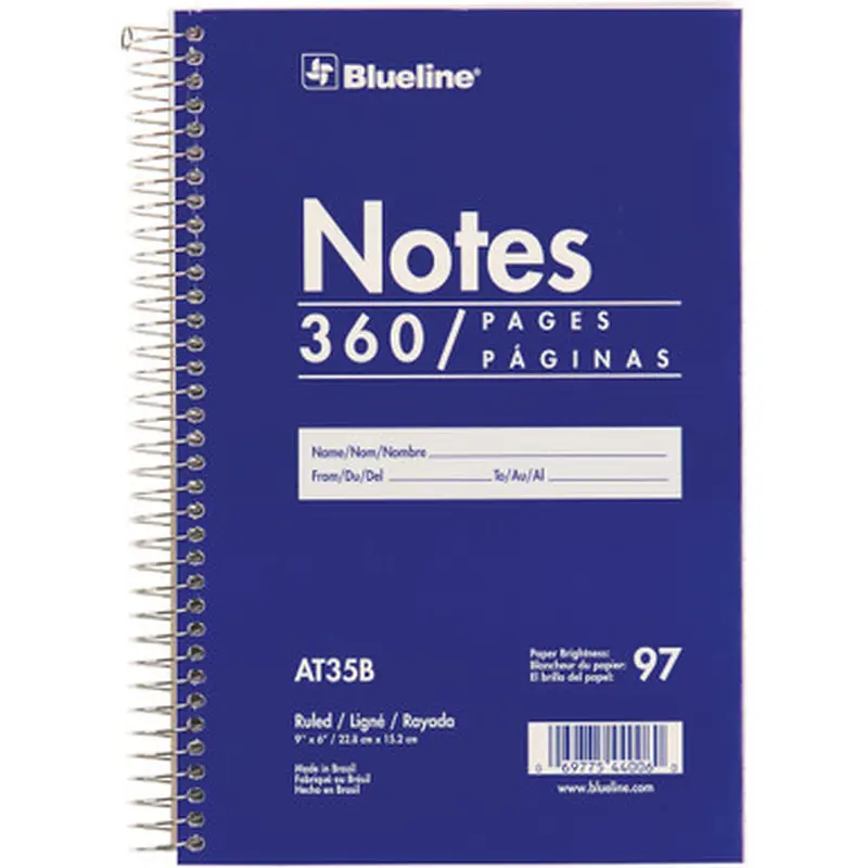 Blueline AT35B White Paper Wirebound Steno Pad