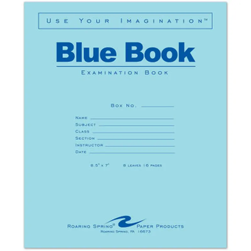 Roaring Spring 77512EA Blue Book 8-sheet Exam Booklet