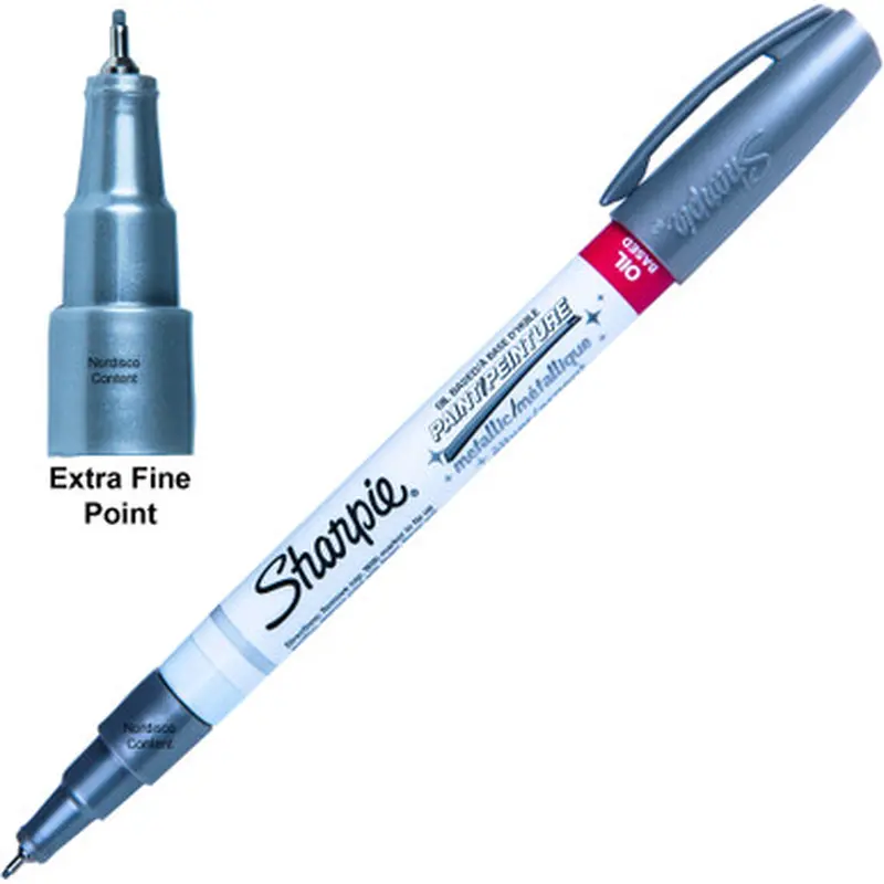 Sharpie 35533 Metallic Silver Oil Based Paint Marker, Extra Fine Point