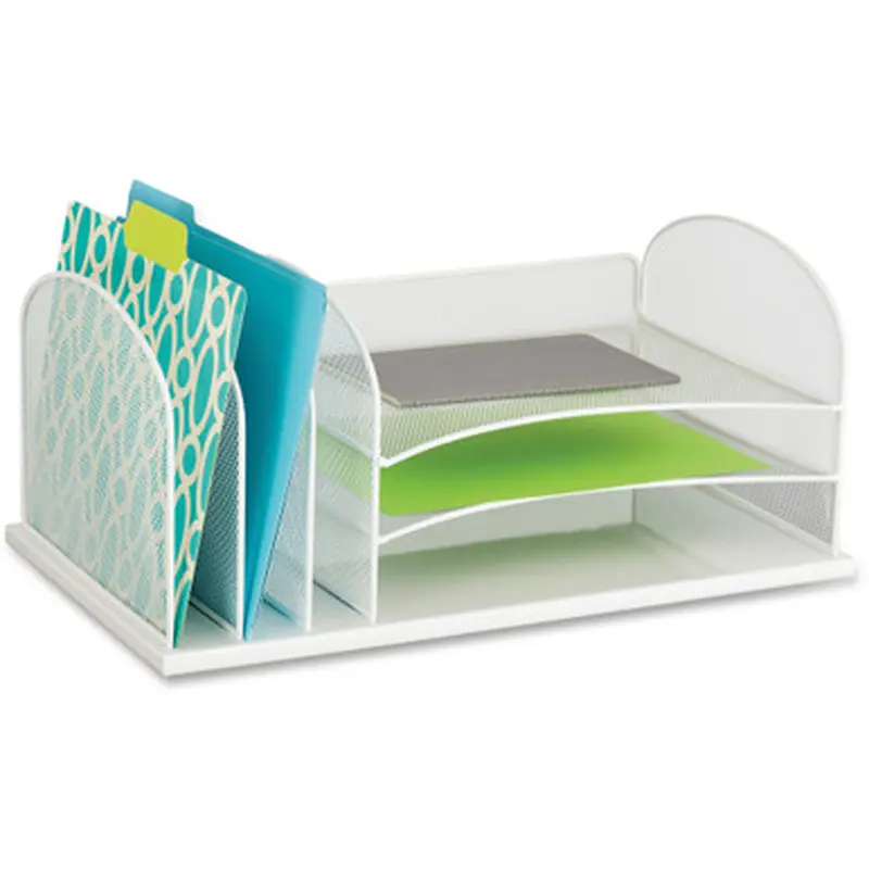 Safco 3254WH Onyx 3 Tray/3 Upright Section Desk Organizer