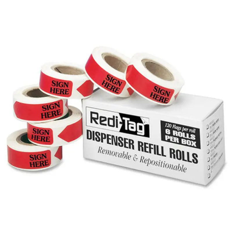 Redi-Tag 91002 Sign Here Arrow Flags Dispenser Refills