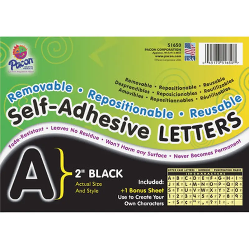 Pacon 51650 Reusable Self-Adhesive Letters