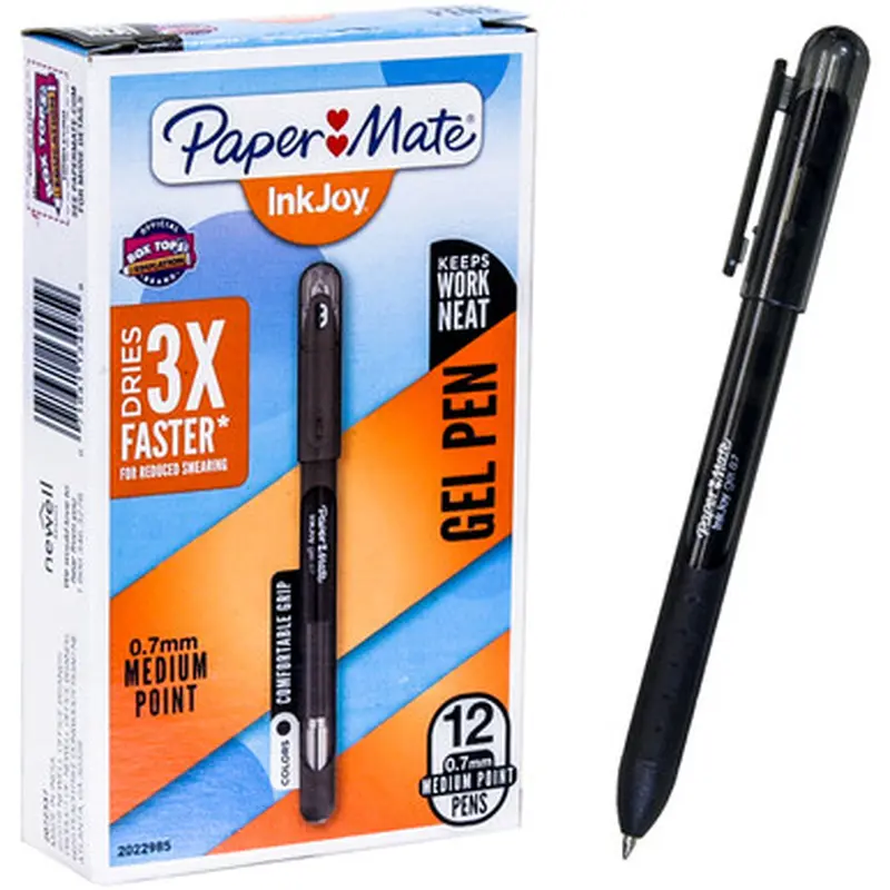 Paper Mate 2022985 InkJoy Gel 0.7  Stick Pens, Medium Point, Black Gel Ink