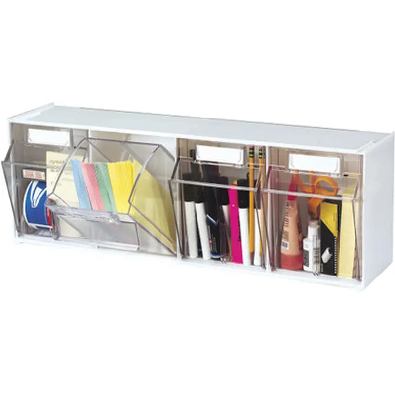 Deflecto 20403OP Tilt Bin Interlocking Multi-Bin Storage Organizer