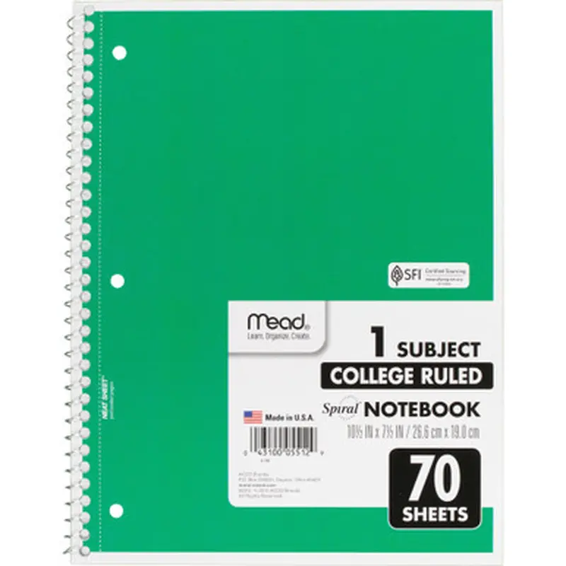 Mead 05512BD One-subject Spiral Notebook