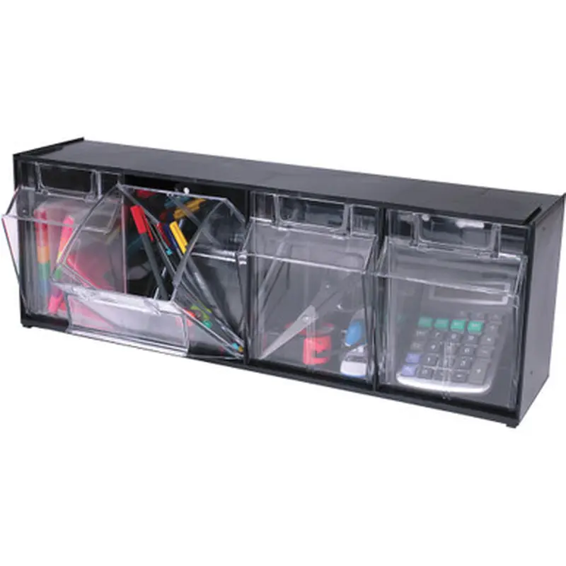 Deflecto 20404OP Tilt Bin Interlocking Multi-Bin Storage Organizer