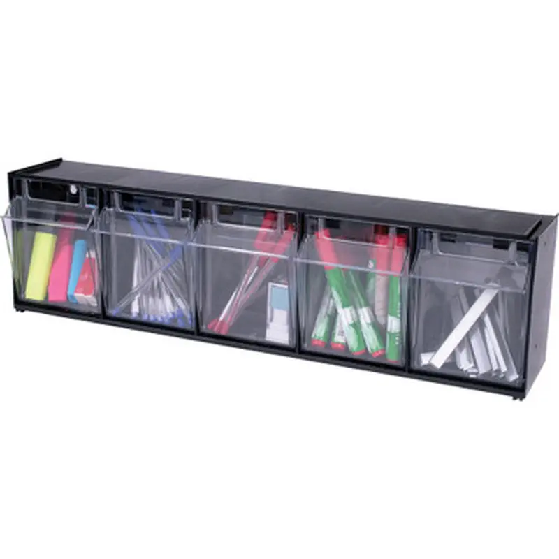Deflecto 20504OP Tilt Bin Interlocking Multi-Bin Storage Organizer