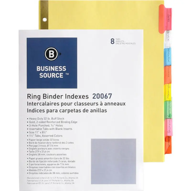 Business Source 20067 Reinforced Insertable Tab Indexes