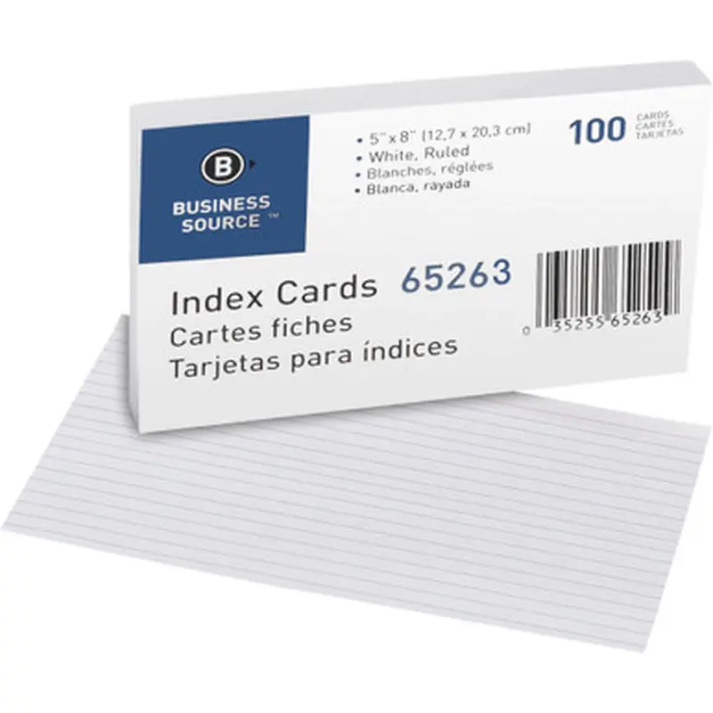 Business Source 65263 Ruled White Index Cards
