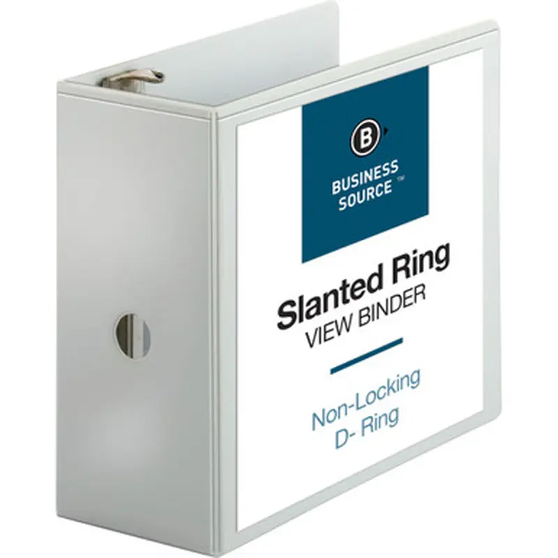 Business Source BSN28445 Slanted Ring View Binder, 5&quot D Ring White