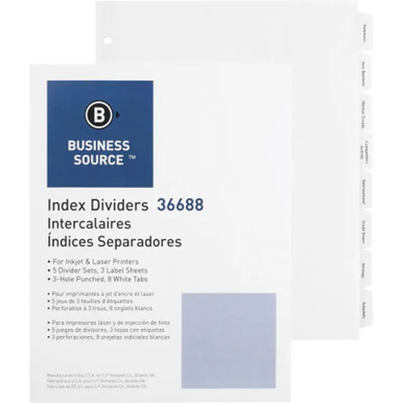 Business Source 36688 Punched Tabbed Laser Index Dividers