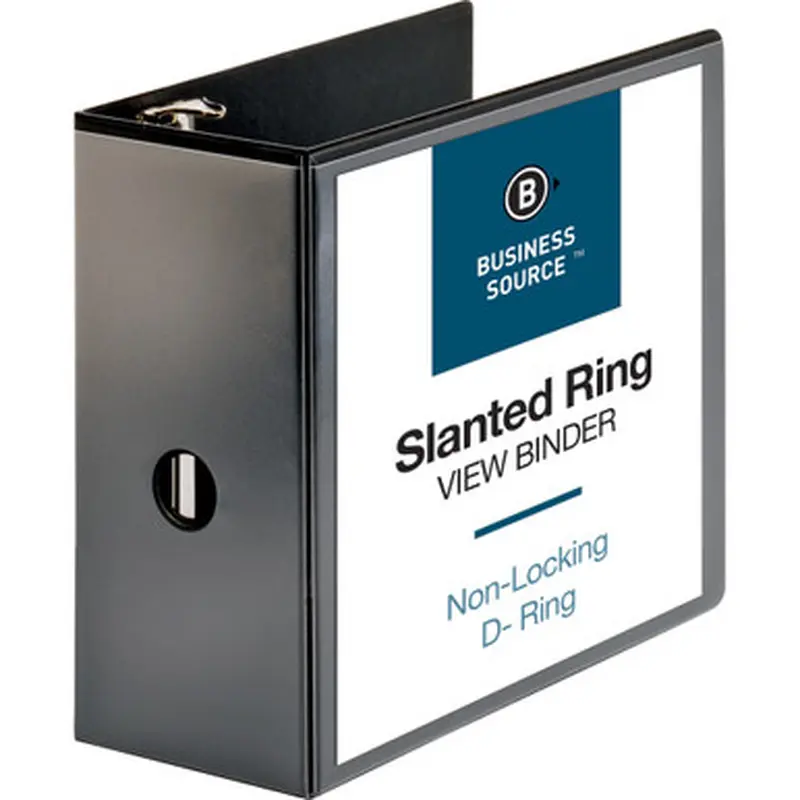 Business Source BSN28451 Slanted Ring View Binder, 5&quot D Ring , Black