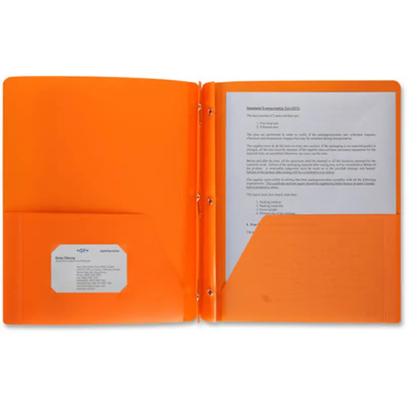 Business Source 20889 3-Hole Punched Poly Portfolios