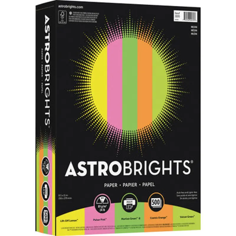Astrobrights 20270 Color Paper - &quotNeon&quot 5-Color Assortment