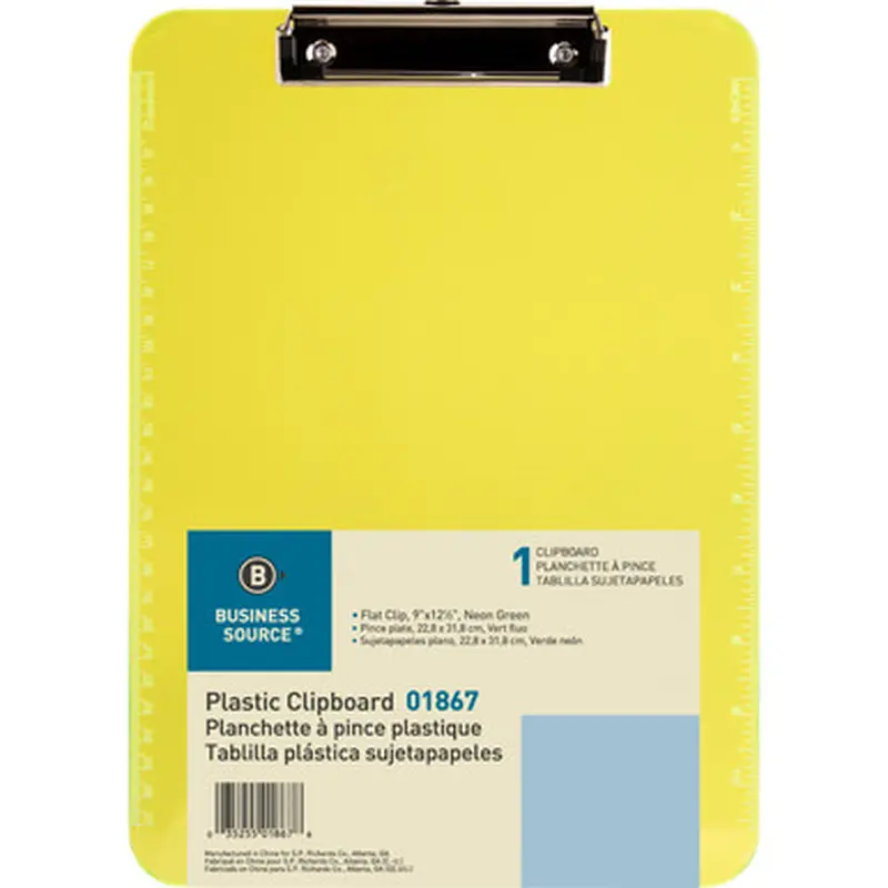 Business Source 01867 Transparent Plastic Clipboard