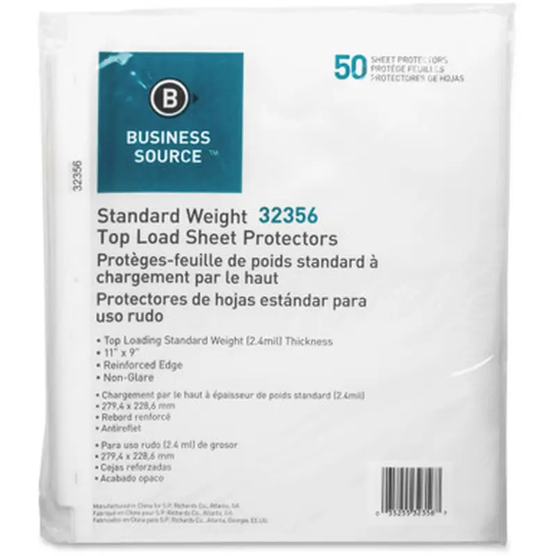 Business Source 32356 Nonglare Top-loading Sheet Protectors