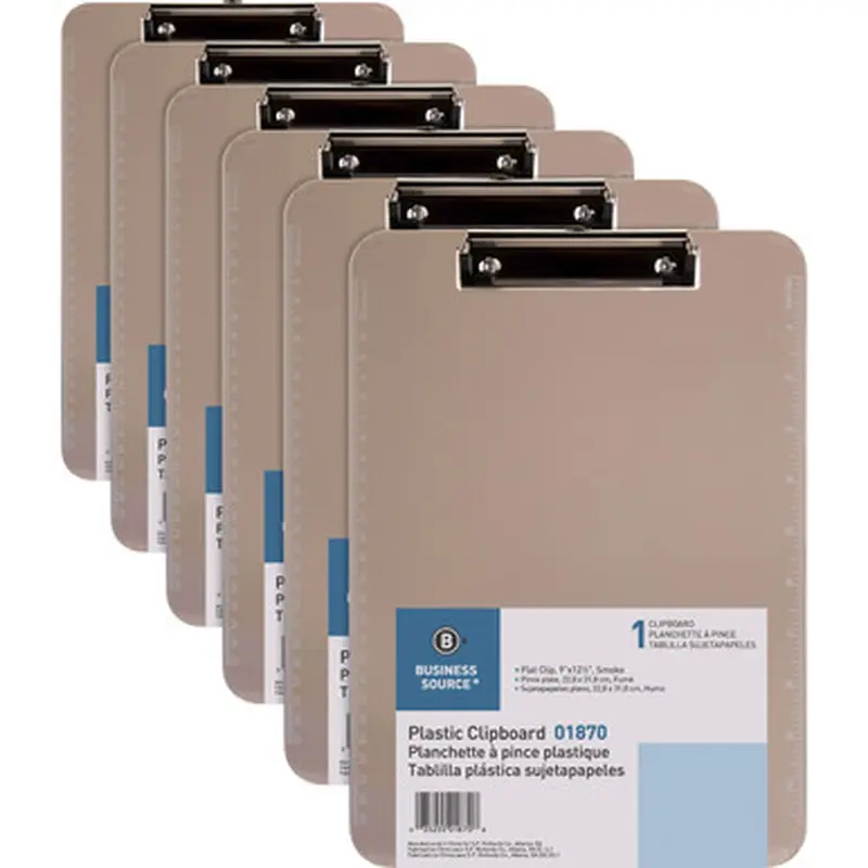 Business Source 01870BD Flat Clip Plastic Clipboard