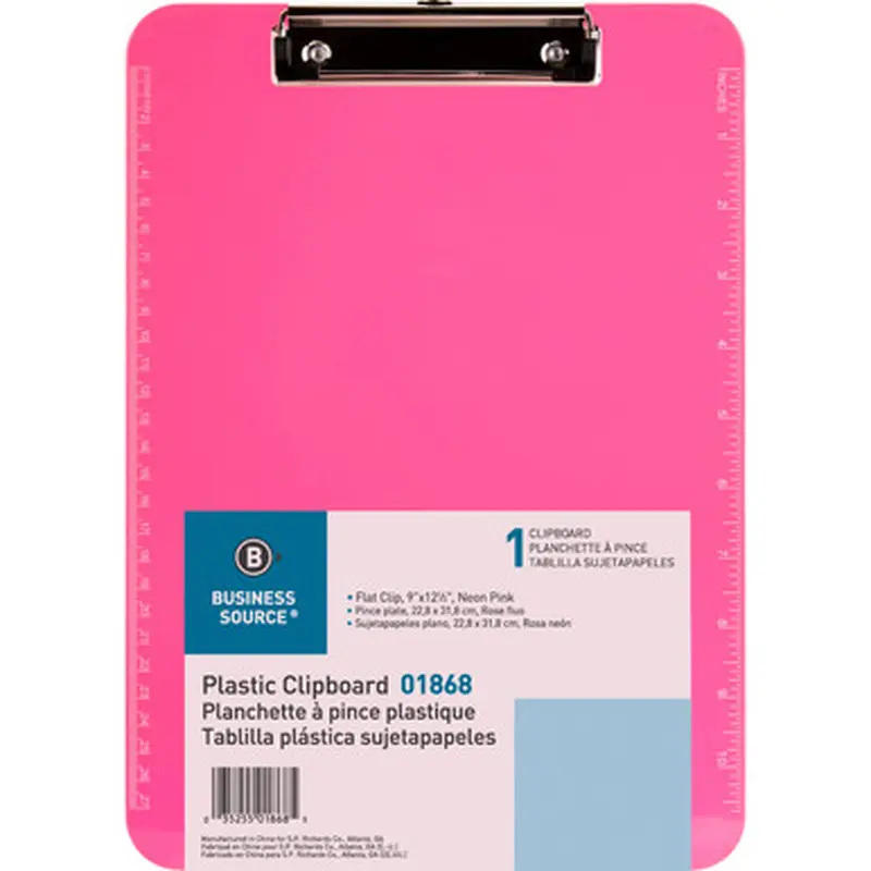 Business Source 01868 Transparent Plastic Clipboard