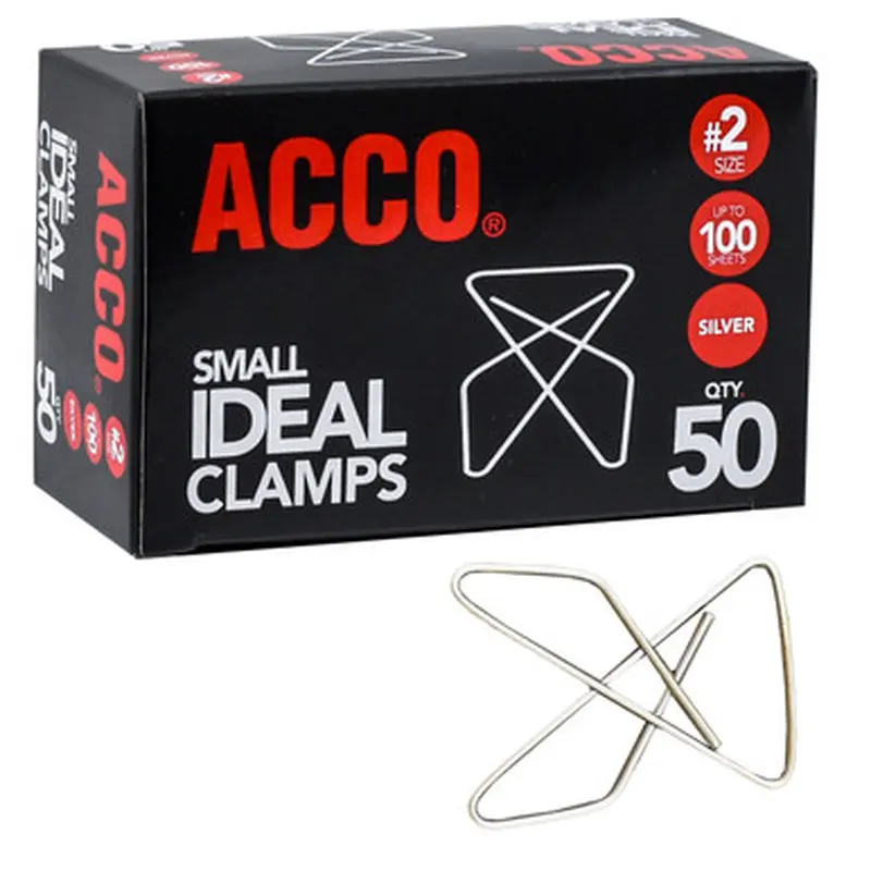 ACCO 72620 Small Ideal Clamps, Size #2, Box of 50