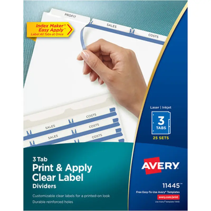 Avery LSK3B Print &amp Apply Clear Label Dividers - Index Maker Easy Apply Label Strip