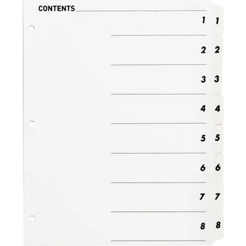 Business Source 05853 Table of Content Quick Index Dividers