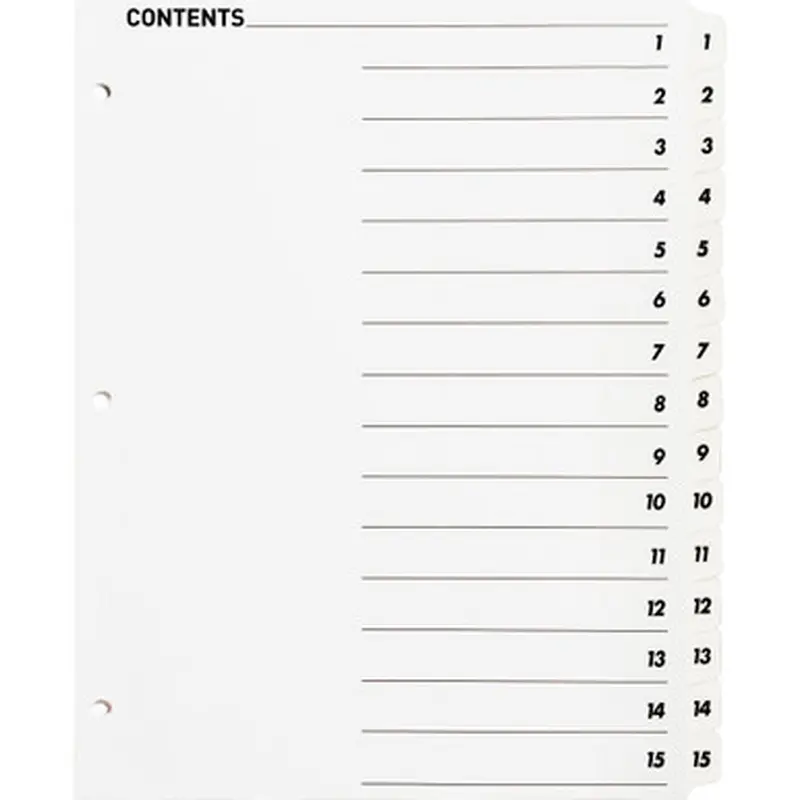 Business Source 05857 Table of Content Quick Index Dividers