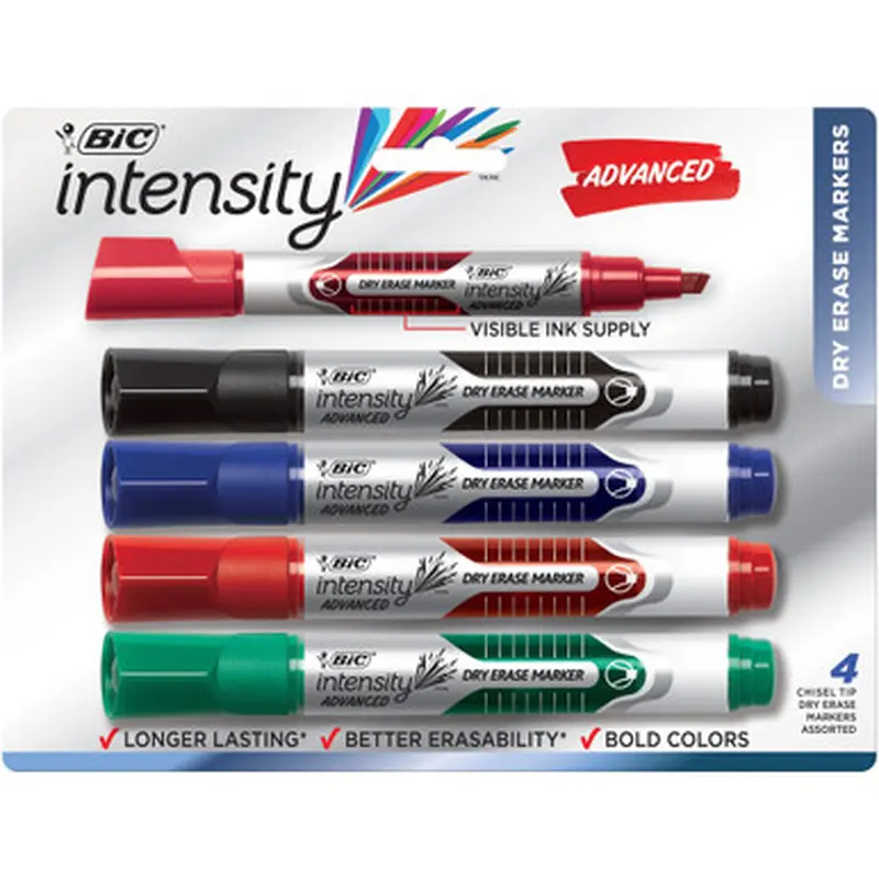 BIC GELITP41-AST Chisel Tip Dry Erase Magic Markers