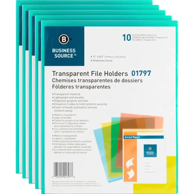 Business Source 01797BX Transparent Poly File Holders