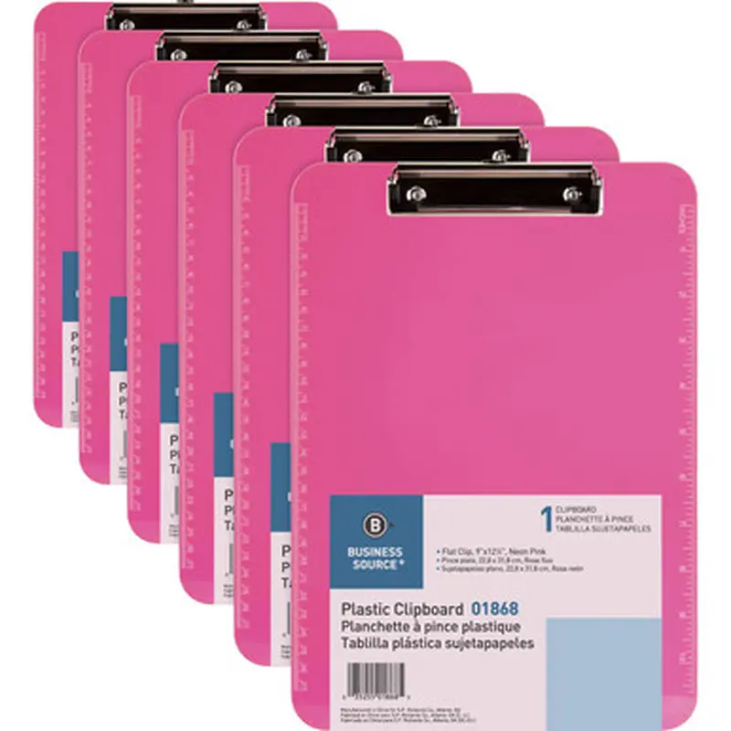 Business Source 01868BD Flat Clip Plastic Clipboard