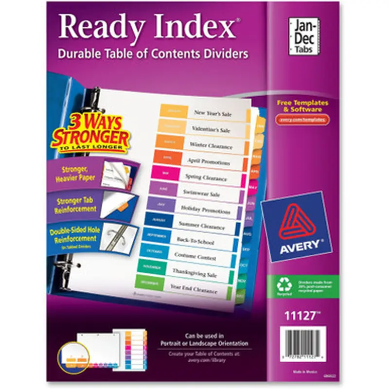 Avery RI213M Ready Index Binder Dividers - Customizable Table of Contents