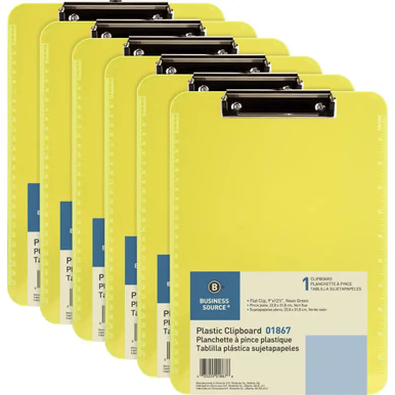 Business Source 01867BD Flat Clip Plastic Clipboard