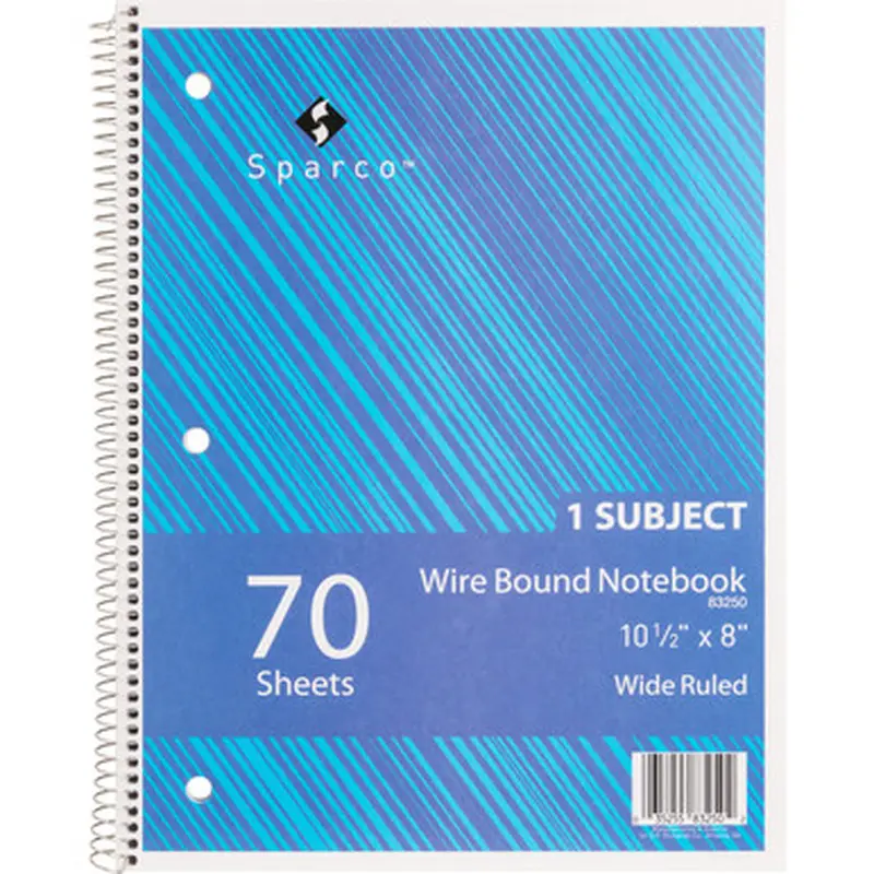 Sparco 83250 Quality Wirebound Wide Ruled Notebooks