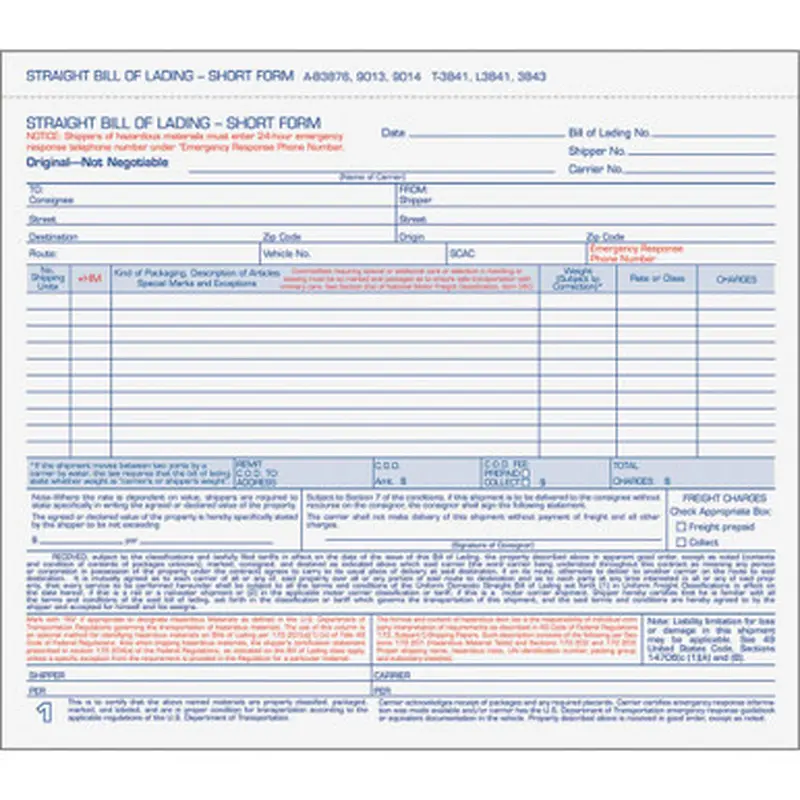 TOPS 3841 Bills of Lading Snap-Off Sets