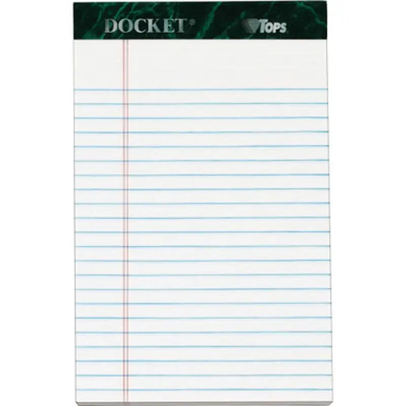 TOPS 63360 Docket Letr - Trim White Legal Pads - Jr.Legal