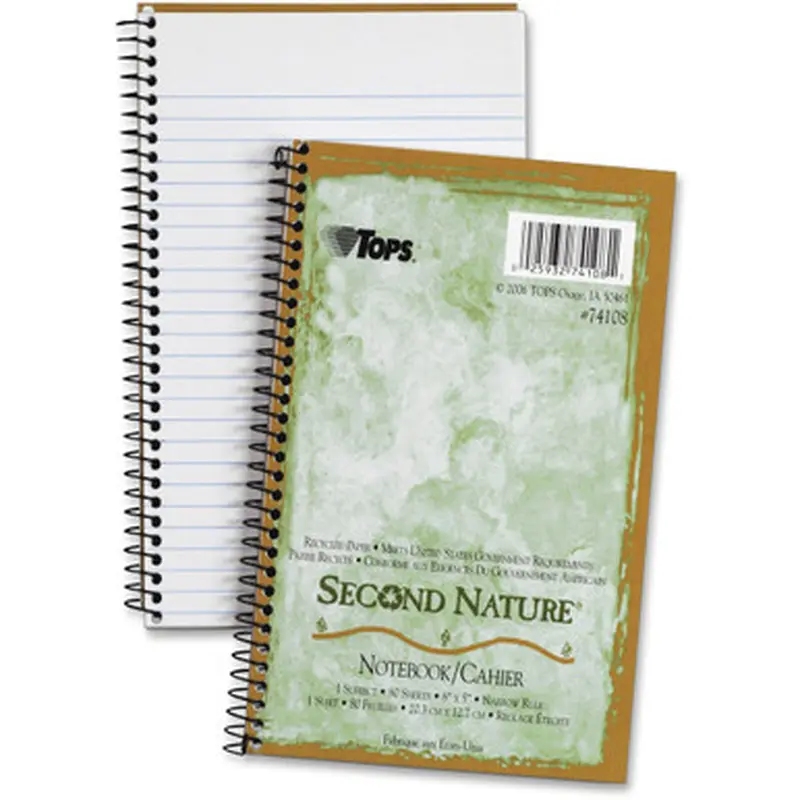 TOPS 74108 Narrow-ruled Second Nature 1-subject Notebook