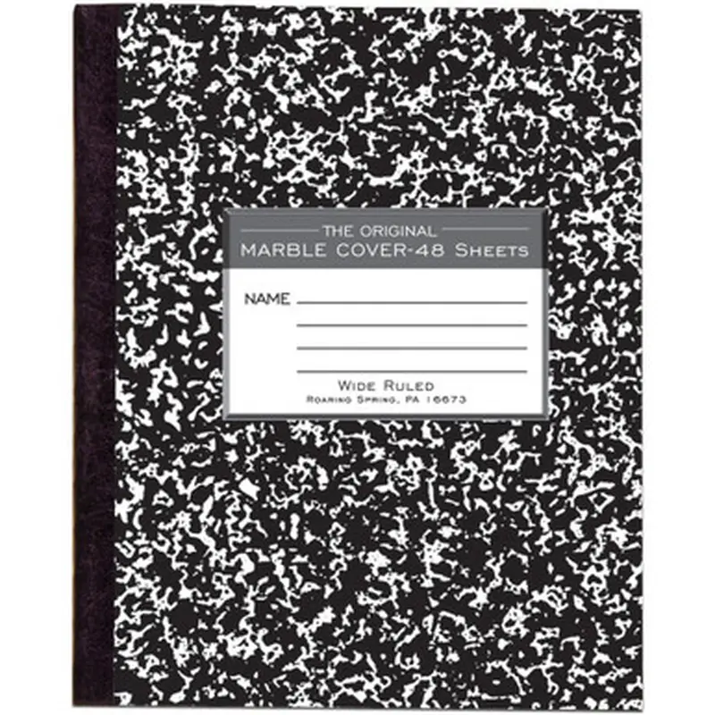 Roaring Spring 77333 Wide Ruled Flexible Cover Composition Book, 8.5&quot x 7&quot 48 Sheets, Black Marble